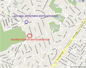 Π. Ψυχικό, χάρτης για την πλατεία και την κατοικία Γιώργου Ζογγολόπουλου