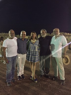 The President of the Zongolopoulos Foundation Nicos Theodoridis, the journalist Nikos Vatopoulos, the exhibition's curator Iris Kritikou, the director of the Zongolopoulos Foundation Angelos Moretis, the sculptor and Professor Giorgos Houliaras